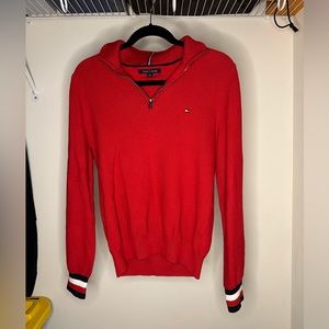Tommy Hilfiger Men's Red Pullover Mock Neck Long Sleeve Sweater